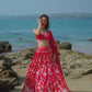 Red Floral Printed Lehenga