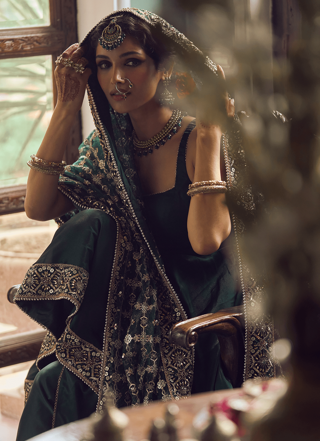 Dark Green Dhoti Style Punjabi Suit - Lashkaraa