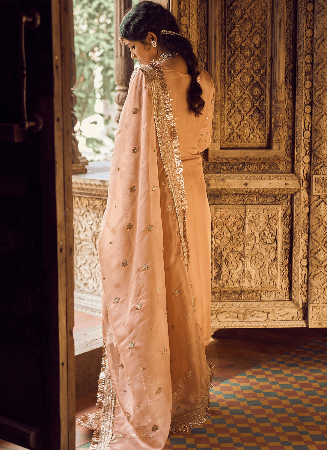 Dusty Peach Embroidered Straight Suit - Lashkaraa