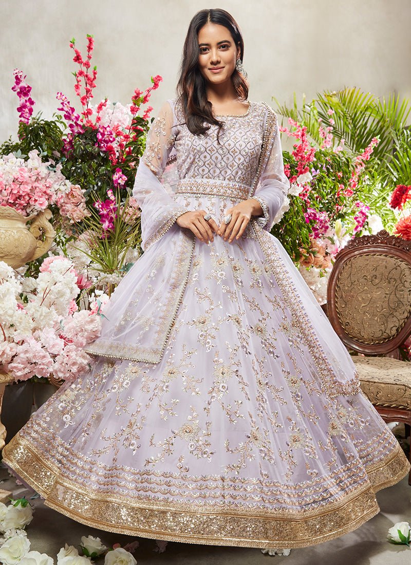 Dusty Purple Net Anarkali - Lashkaraa