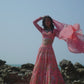 Peach Floral Printed Lehenga