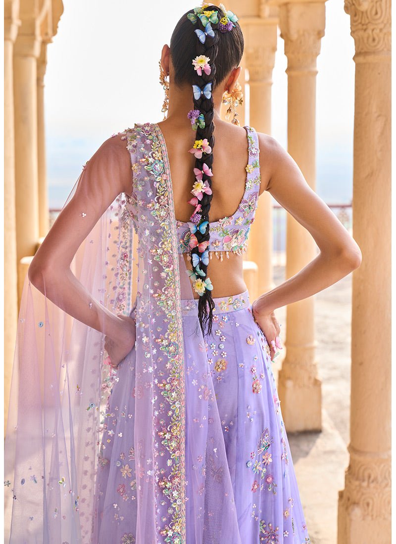 Janhvi Kapoor in Periwinkle Embellished Crop Sharara Set - Lashkaraa