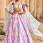 Light Purple Embellished Velvet Lehenga