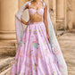 Light Purple Embellished Velvet Lehenga