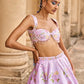 Light Purple Embellished Velvet Lehenga