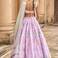 Light Purple Embellished Velvet Lehenga