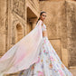 Light Blue Embellished Velvet Lehenga