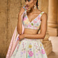 Light Green Embellished Velvet Lehenga