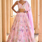 Peachy Pink Embellished Velvet Lehenga