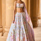 Mint and Purple Embellished Velvet Lehenga