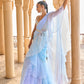 Ombre Blue Ruffled Chiffon Saree
