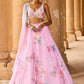 Light Pink Embellished Chiffon Lehenga