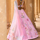 Light Pink Embellished Chiffon Lehenga