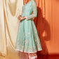 Mint and Pink Anarkali Style Punjabi Suit