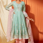 Mint and Pink Anarkali Style Punjabi Suit