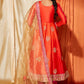 Orange and Hot Pink Anarkali Style Punjabi Suit