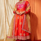 Orange and Hot Pink Anarkali Style Punjabi Suit