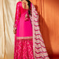 Hot Pink Multicolor Silk Sharara Suit