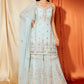 Powder Blue Embroidered Georgette Sharara Suit