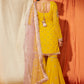 Mustard and Light Pink Georgette Gharara Suit