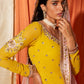 Mustard and Light Pink Georgette Gharara Suit