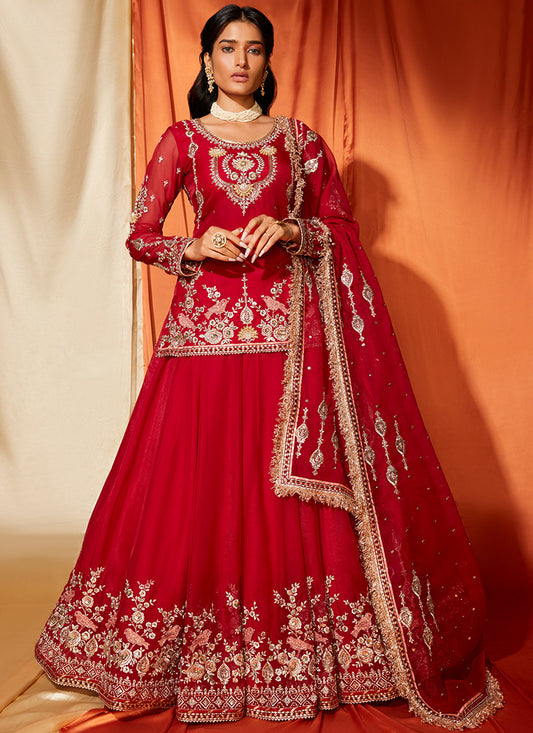 Maroon Kurti Style Georgette Lehenga