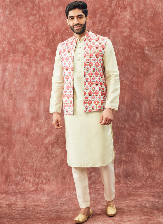 Dusty Green and Rose Nehru Jacket Set