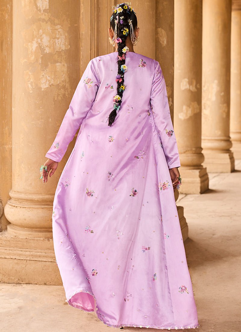 Light Purple Embellished Jacket Set - Lashkaraa