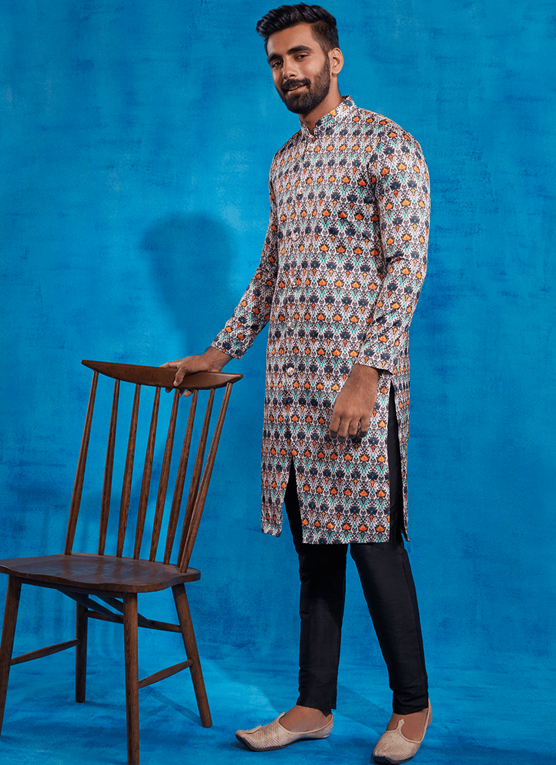 Multicolor Black Printed Sherwani - Lashkaraa