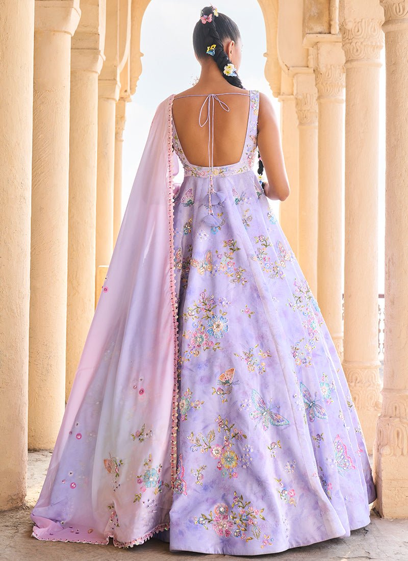 backless anarkali dress Yellow and Orange Printed cut-out Designer Anarkali Set – Mohi fashion