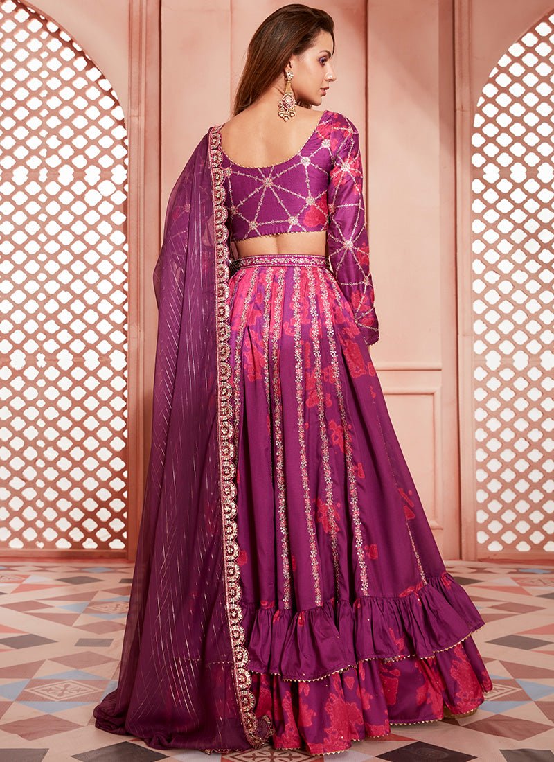 Purple and Pink Tie Dye Lehenga - Lashkaraa