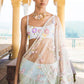 Dusty Blue Heavy Embellished Net Saree