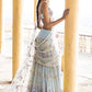 Dusty Blue Heavy Embellished Net Saree